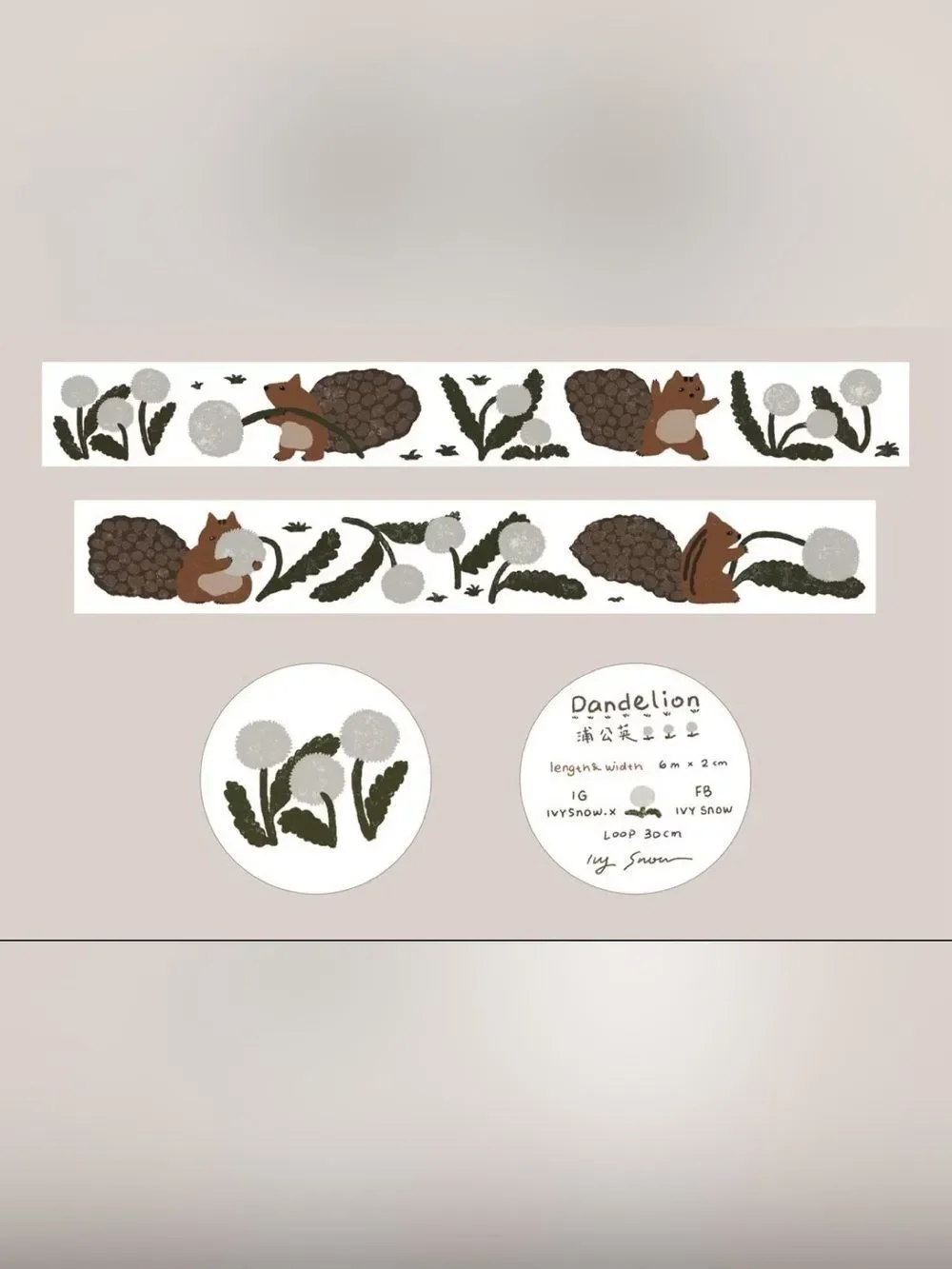 Ivy snow retired print Stamped Floral print  in White and Brown